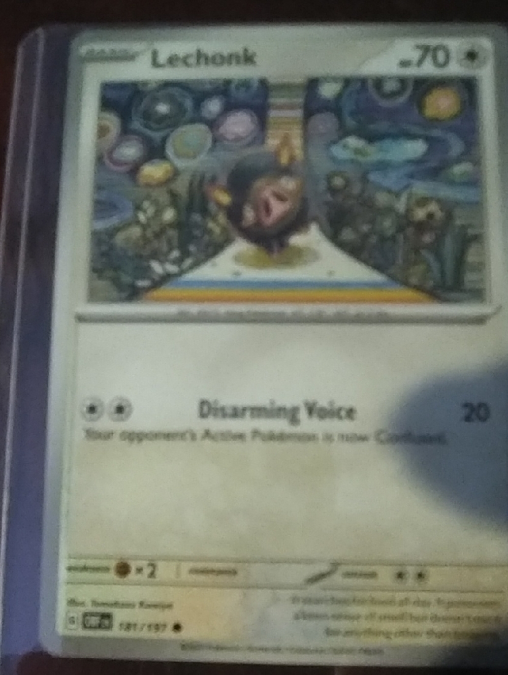 Pokemon Lechonk Trading Card - White, Blue, Purple Artwork Tomokazu Komiya